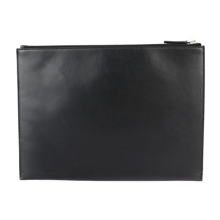 美品 SAINT LAURENT PARIS サンローランパリ IPAD MILITAR セカンドバッグ 522604 レザー ブラック シルバー金具 クラッチバッグ ポーチ ロゴプレート