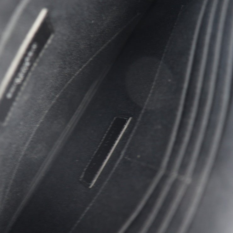 美品 SAINT LAURENT PARIS サンローランパリ IPAD MILITAR セカンドバッグ 522604 レザー ブラック シルバー金具 クラッチバッグ ポーチ ロゴプレート