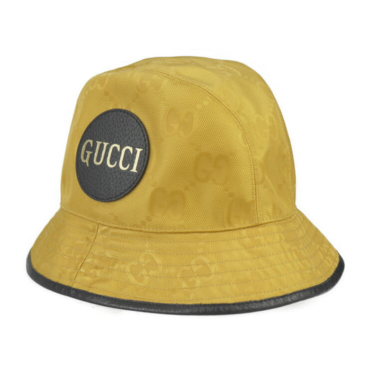 Brand new, unused, display item, GUCCI, bucket hat, Off the Grid hat, 627115, size M, GG nylon x leather, yellow, black, hat
