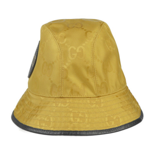 Brand new, unused, display item, GUCCI, bucket hat, Off the Grid hat, 627115, size M, GG nylon x leather, yellow, black, hat