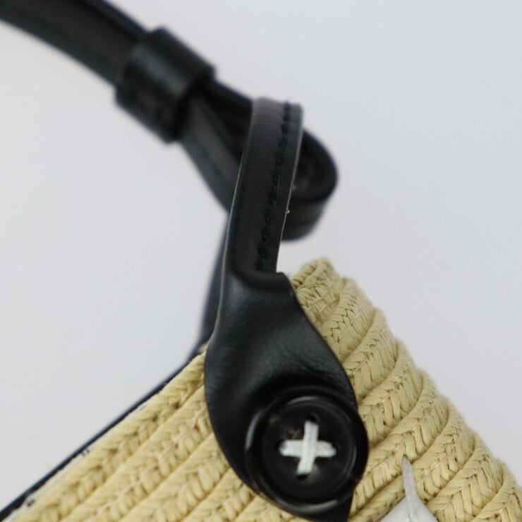 超美品 Maison Margiela メゾン マルジェラ マイクロ ペーパトート バッグチャーム ハンドバッグ SA1VL0006 セルロース織布×レザー ナチュラル ブラック×ホワイト シルバー金具