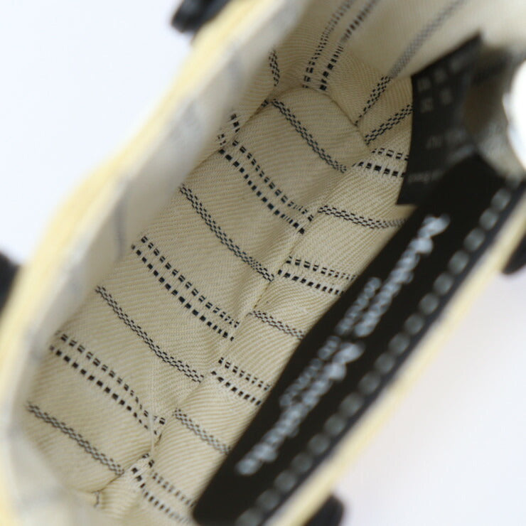 超美品 Maison Margiela メゾン マルジェラ マイクロ ペーパトート バッグチャーム ハンドバッグ SA1VL0006 セルロース織布×レザー ナチュラル ブラック×ホワイト シルバー金具