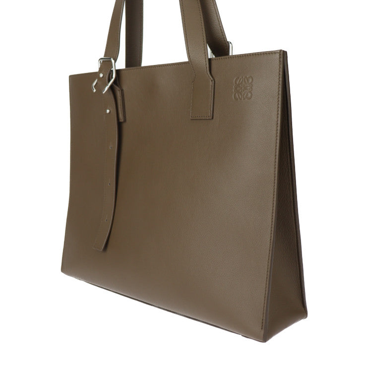 超美品 LOEWE ロエベ バックル ホリゾンタル トートバッグ B692K96X06 カーフレザー ブラウン系 シルバー金具 ショルダーバッグ ハンドバッグ