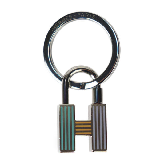 超美品 HERMES エルメス CADENAS QUIZZ RAINBOW カデナ クイズ レインボー キーホルダー - メタル シルバー マルチカラー バッグチャーム キーリング パラディウム ラッカー
