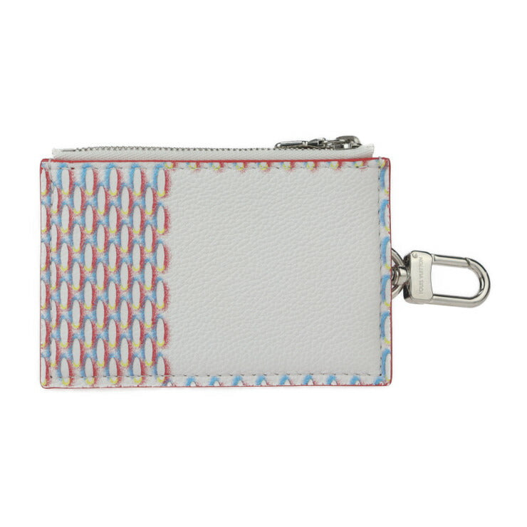 超美品 LOUIS VUITTON ルイ ヴィトン ドゥーブル ジップド・カード ホルダー ダミエ ジャイアント スプレー コインケース M81430 レザー ブロン ホワイト系 マルチカラー シルバー金具 小銭入れ ダブルジップファスナー ビトン