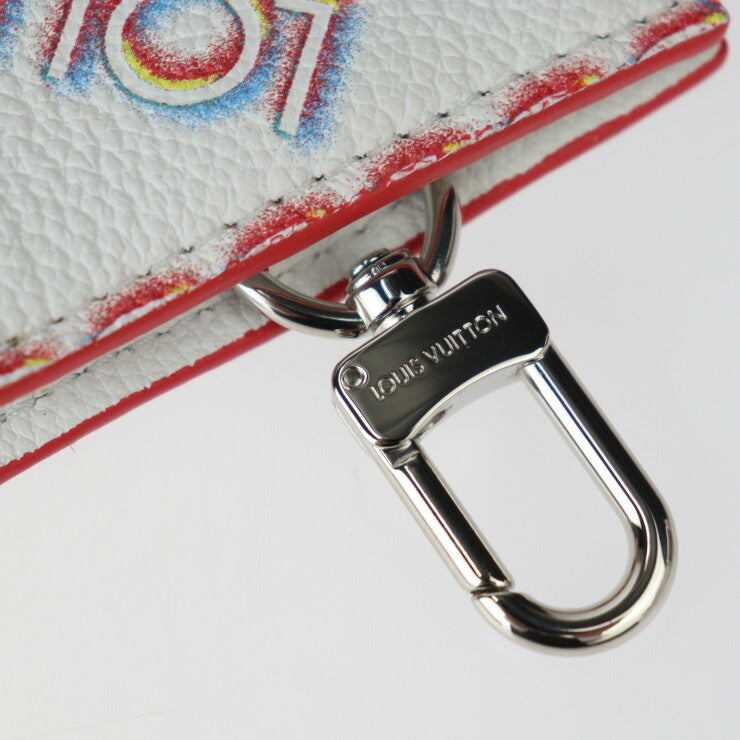 超美品 LOUIS VUITTON ルイ ヴィトン ドゥーブル ジップド・カード ホルダー ダミエ ジャイアント スプレー コインケース M81430 レザー ブロン ホワイト系 マルチカラー シルバー金具 小銭入れ ダブルジップファスナー ビトン