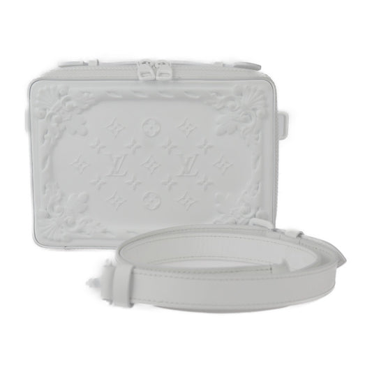 美品 LOUIS VUITTON ルイ ヴィトン ハンドル・ソフトトランク ＬＶオーナメント ショルダーバッグ M21833 カーフレザー ブロン ホワイト系 2WAY ハンドバッグ モノグラム ビトン