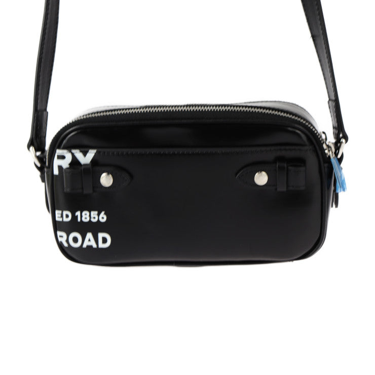 新古未使用展示品 BURBERRY バーバリー カメラ マイクロ ホースフェリー ショルダーバッグ 8022339 コーティングキャンバス レザー ブラック ホワイト シルバー金具 クロスボディ ポシェット ロゴ