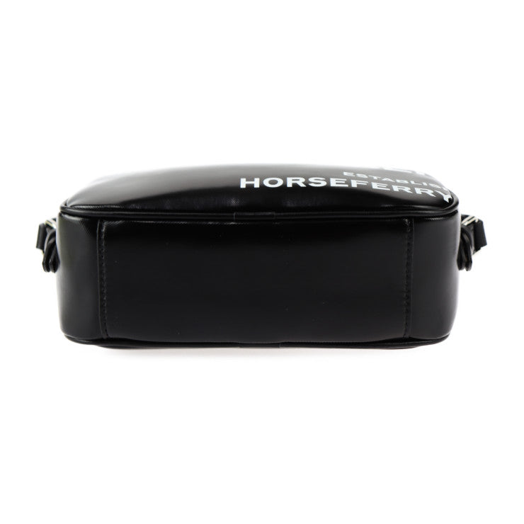 新古未使用展示品 BURBERRY バーバリー カメラ マイクロ ホースフェリー ショルダーバッグ 8022339 コーティングキャンバス レザー ブラック ホワイト シルバー金具 クロスボディ ポシェット ロゴ