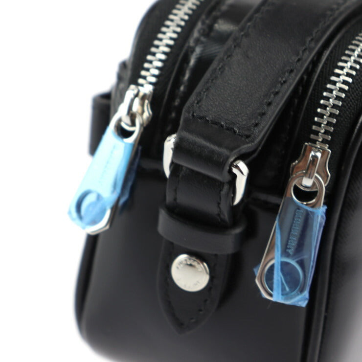 新古未使用展示品 BURBERRY バーバリー カメラ マイクロ ホースフェリー ショルダーバッグ 8022339 コーティングキャンバス レザー ブラック ホワイト シルバー金具 クロスボディ ポシェット ロゴ