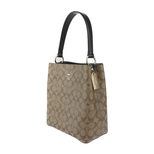新品未使用展示品 COACH コーチ タウン バケットバッグ シグネチャー ハンドバッグ 91512 PVC レザー ベージュ系 ブラック ゴールド金具 2WAY ショルダーバッグ