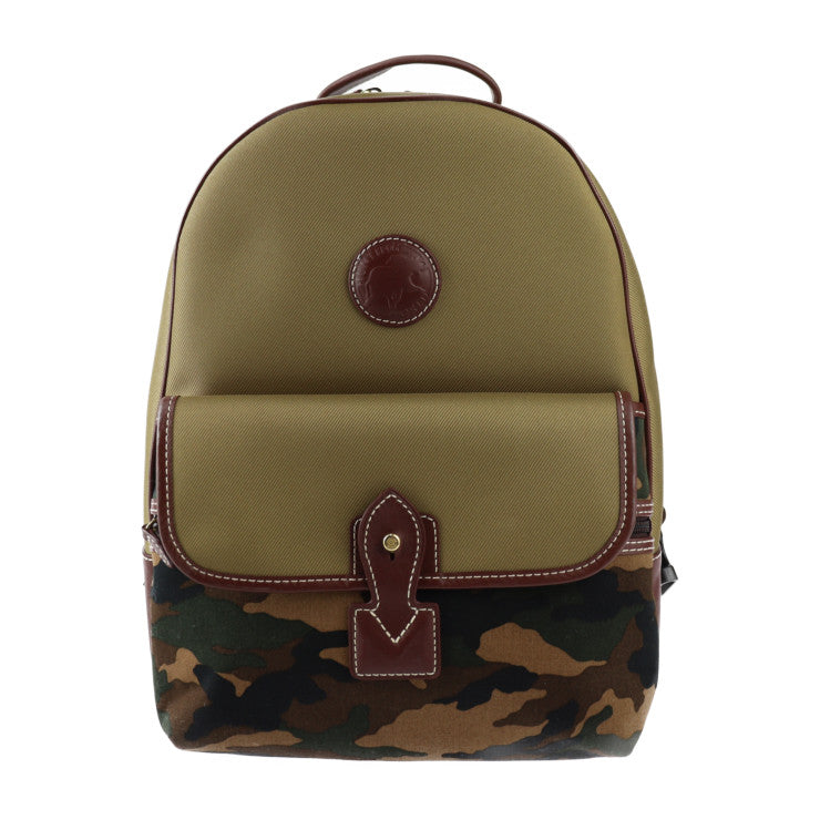 新品未使用展示品 HUNTING WORLD ハンティングワールド サファリ トゥデイ リュック・デイパック 7805SFI キャンバス レザー カーキ系 迷彩柄 ゴールド金具 バックパック カモフラ