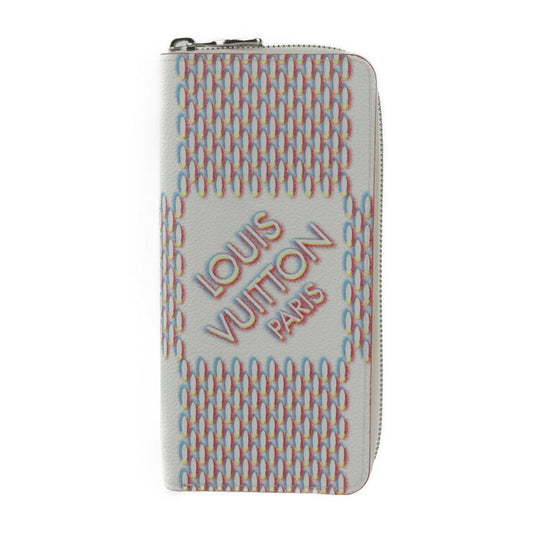 超美品 LOUIS VUITTON ルイ ヴィトン ジッピーウォレット ヴェルティカル ダミエ ジャイアント スプレー 長財布 M81403 レザー ブロン ホワイト系 マルチカラー シルバー金具 二つ折り財布 ラウンドファスナー