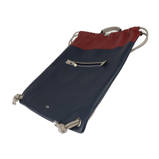 美品 DIOR HOMME ディオールオム ナップサック リュック・デイパック - レザー ネイビー系 レッドブラウン系 グレー系 バックパック 巾着型 バイカラー