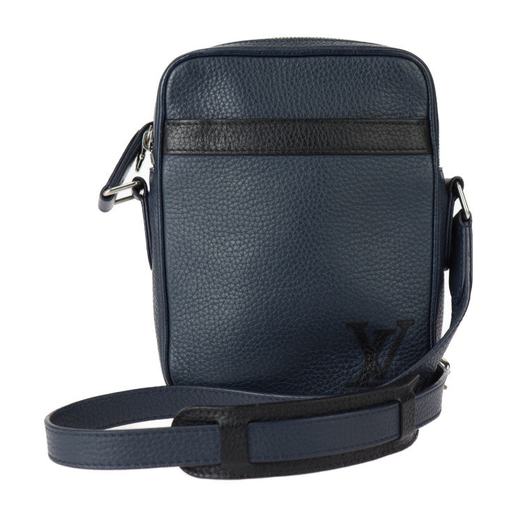 美品 LOUIS VUITTON ルイ ヴィトン ダヌーブPM ショルダーバッグ M55168 トリヨンレザー ネイビー シルバー金具 ポシェット クロスボディバッグ ビトン
