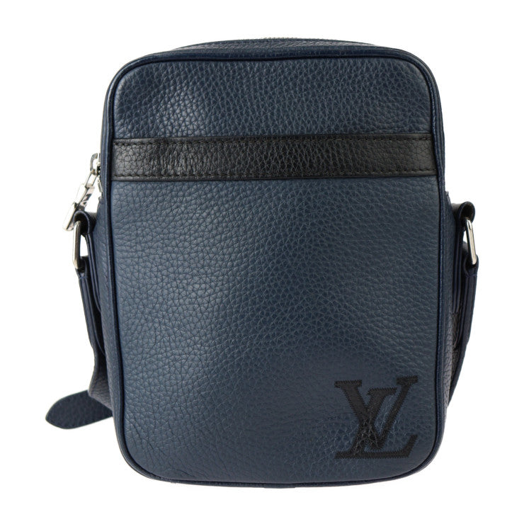 美品 LOUIS VUITTON ルイ ヴィトン ダヌーブPM ショルダーバッグ M55168 トリヨンレザー ネイビー シルバー金具 ポシェット クロスボディバッグ ビトン