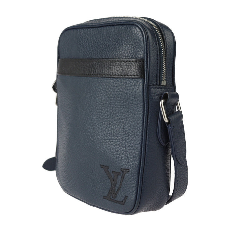 美品 LOUIS VUITTON ルイ ヴィトン ダヌーブPM ショルダーバッグ M55168 トリヨンレザー ネイビー シルバー金具 ポシェット クロスボディバッグ ビトン