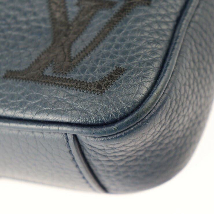 美品 LOUIS VUITTON ルイ ヴィトン ダヌーブPM ショルダーバッグ M55168 トリヨンレザー ネイビー シルバー金具 ポシェット クロスボディバッグ ビトン