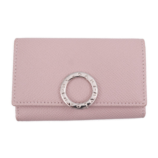 超美品 BVLGARI ブルガリ ブルガリブルガリ キーケース 30424 グレインレザー ライトピンク シルバー金具 ロゴクリップ 6連
