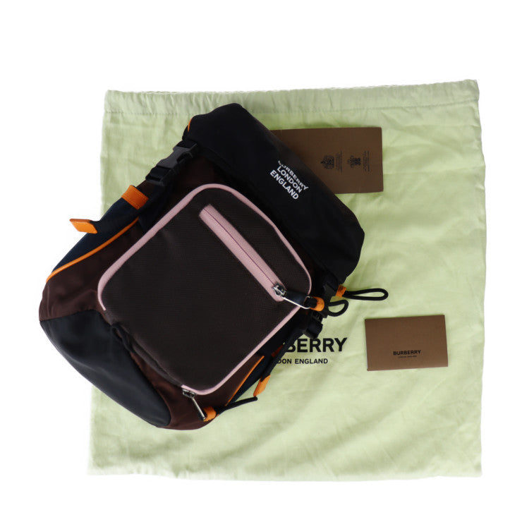 New, unused, display item, Burberry ML LEO NB0 110985 A1201 Leo body bag 8017099 Nylon COFFEE Brown x Black x Pink x Orange Silver hardware Shoulder bag