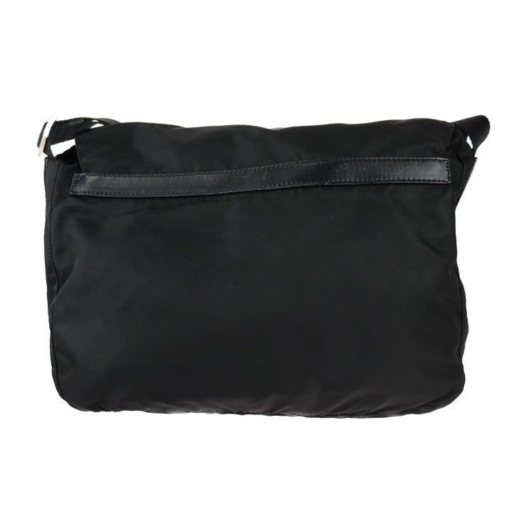 PRADA プラダ メッセンジャーバッグ ショルダーバッグ 1BD671 ナイロン レザー ブラック シルバー金具 フラップ クロスボディバッグ 三角ロゴプレート