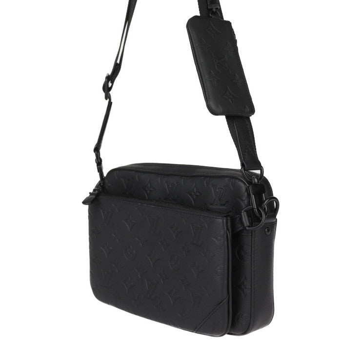 新品未使用展示品 LOUIS VUITTON ルイ ヴィトン トリオ・メッセンジャー モノグラム シャドウ ショルダーバッグ M46602 カーフレザー ブラック クロスボディ ビトン