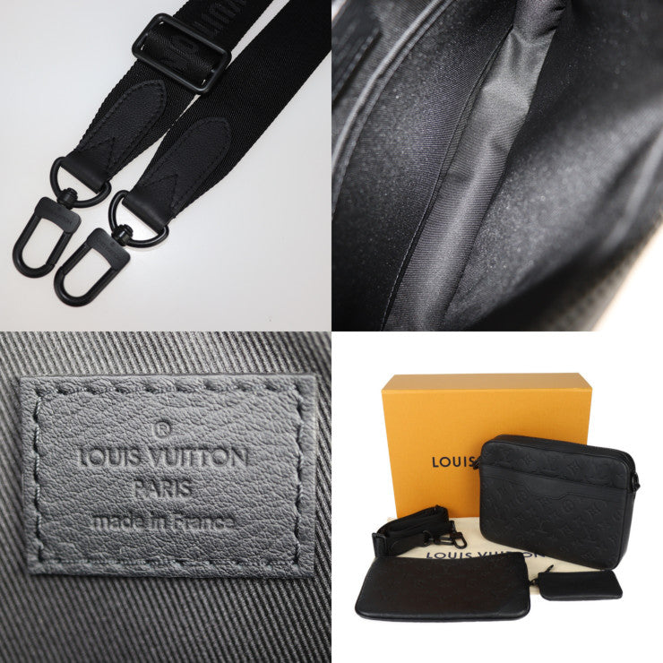 新品未使用展示品 LOUIS VUITTON ルイ ヴィトン トリオ・メッセンジャー モノグラム シャドウ ショルダーバッグ M46602 カーフレザー ブラック クロスボディ ビトン