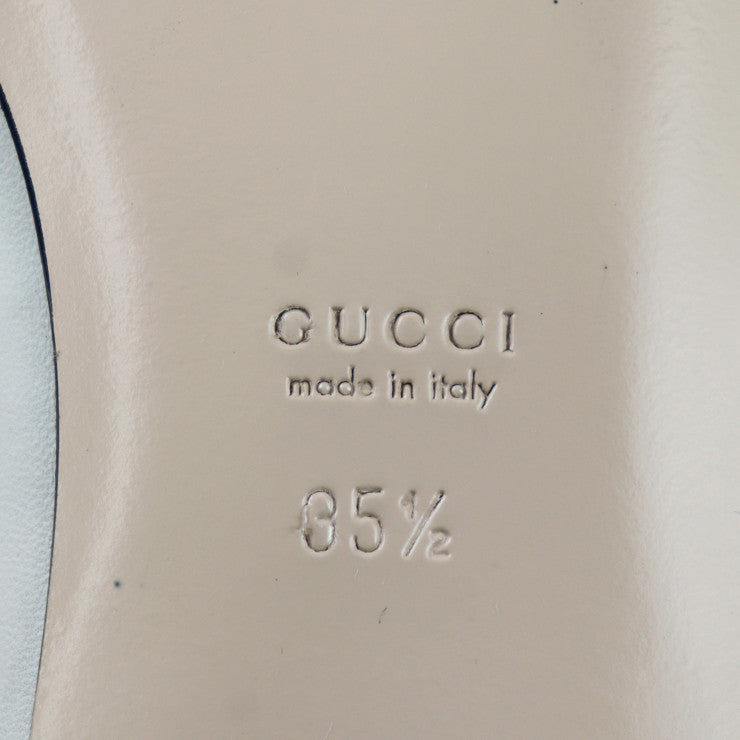 新品未使用展示品 GUCCI グッチ ホースビット パンプス 621161 表記サイズ 35 1/2 レザー アイボリー ゴールド シルバー 参考サイズ22.5cm チェーン フラットシューズ