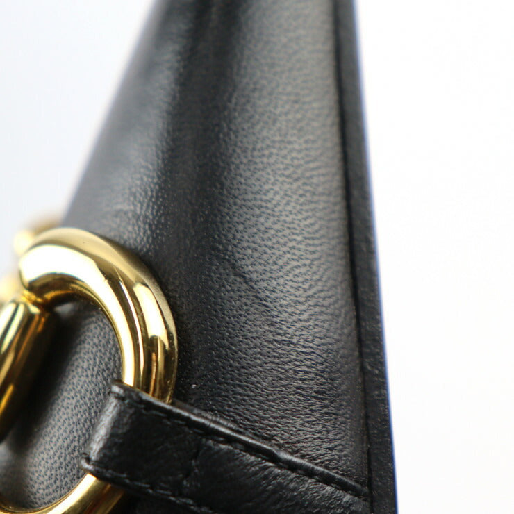 新品未使用展示品 GUCCI グッチ ホースビット パンプス 621161 表記サイズ 34 1/2 レザー ブラック ゴールド シルバー 参考サイズ21.5cm フラットシューズ