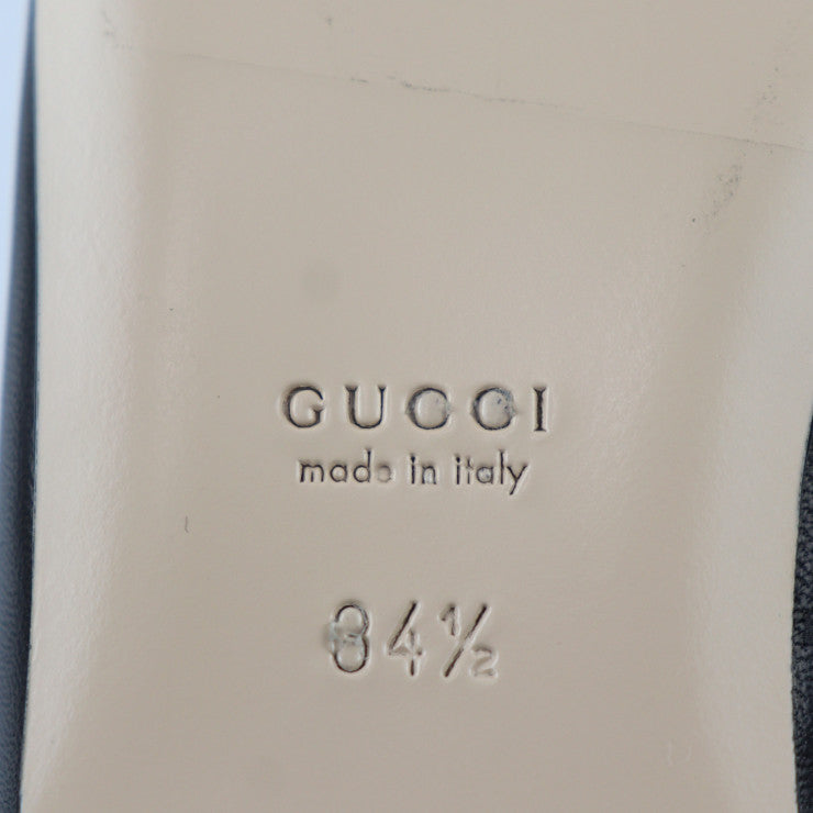 新品未使用展示品 GUCCI グッチ ホースビット パンプス 621161 表記サイズ 34 1/2 レザー ブラック ゴールド シルバー 参考サイズ21.5cm フラットシューズ