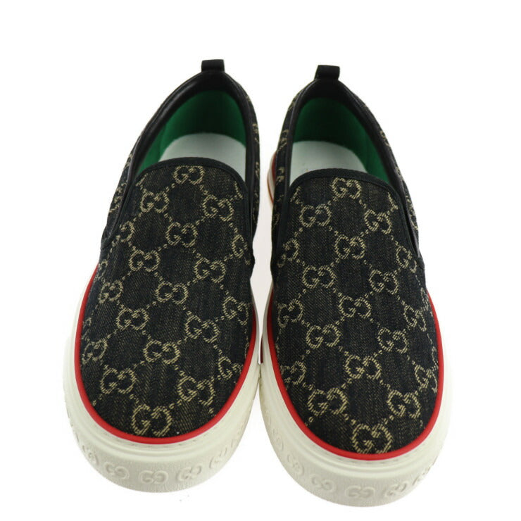 新品未使用展示品 GUCCI グッチ テニス1977 スニーカー 643489 表記サイズ 10 1/2 GGキャンバス ブラック系 参考サイズ29.5cm スリッポン