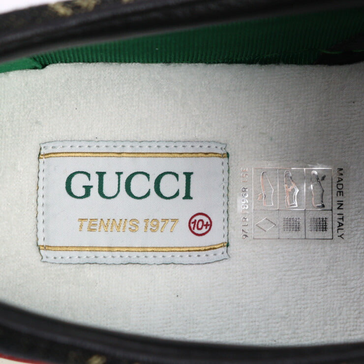 新品未使用展示品 GUCCI グッチ テニス1977 スニーカー 643489 表記サイズ 10 1/2 GGキャンバス ブラック系 参考サイズ29.5cm スリッポン