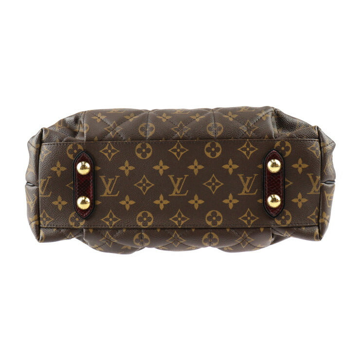 超美品 LOUIS VUITTON ルイ ヴィトン エトワール エキゾチックトート MM モノグラム ハンドバッグ N90311 PVC パイソン オーストリッチ ブラウン ボルドー ゴールド金具 2WAY ショルダーバッグ ビトン