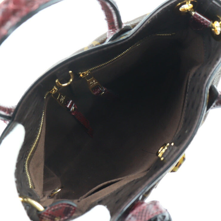 超美品 LOUIS VUITTON ルイ ヴィトン エトワール エキゾチックトート MM モノグラム ハンドバッグ N90311 PVC パイソン オーストリッチ ブラウン ボルドー ゴールド金具 2WAY ショルダーバッグ ビトン