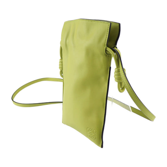 美品 LOEWE ロエベ フラメンコ ポケット ショルダーバッグ A411F10X01 ナッパレザー ライムイエロー 巾着 ポシェット