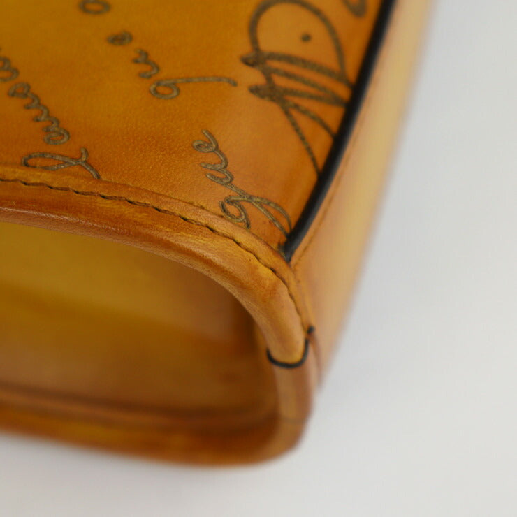 超美品 Berluti ベルルッティ PREMIER_JOUR_GULLIVER-V2 プルミエジュール ガリバー ハンドバッグ - ヴェネチアレザー イエローブラウン系 シルバー金具 2WAY ショルダーバッグ スクリット カリグラフィ