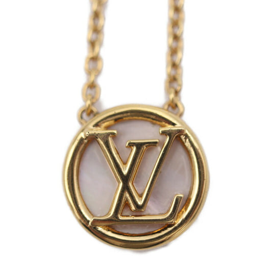 美品 LOUIS VUITTON ルイ ヴィトン コリエ L TO V ネックレス M80259 メタル マザーオブパール ゴールド サークルロゴ ビトン