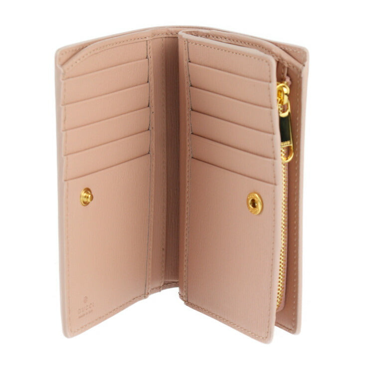 超美品 GUCCI グッチ スクリプト ジップアラウンドウォレット 二つ折り財布 772640 レザー ピンク ゴールド金具 L字ファスナー