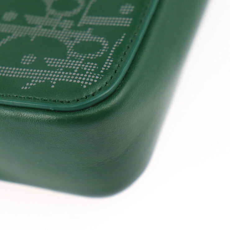 超美品 Christian Dior クリスチャンディオール ワールドツアー メッセンジャー ポーチ オブリーク ショルダーバッグ 2ESBC265 レザー グリーン シルバー金具 ポシェット