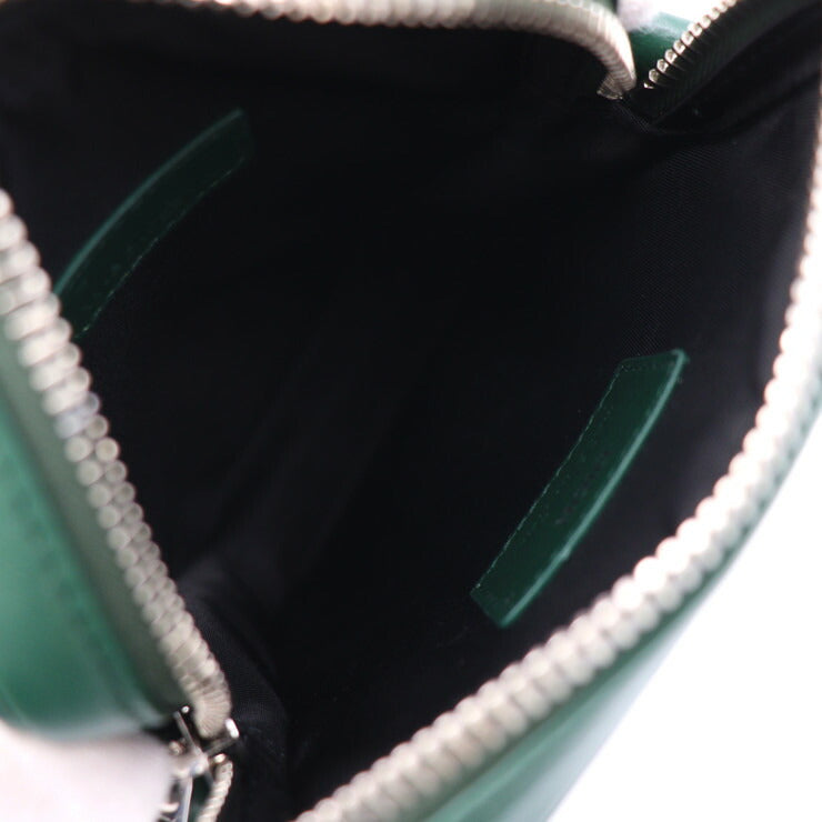 超美品 Christian Dior クリスチャンディオール ワールドツアー メッセンジャー ポーチ オブリーク ショルダーバッグ 2ESBC265 レザー グリーン シルバー金具 ポシェット