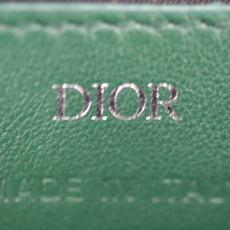 超美品 Christian Dior クリスチャンディオール ワールドツアー メッセンジャー ポーチ オブリーク ショルダーバッグ 2ESBC265 レザー グリーン シルバー金具 ポシェット