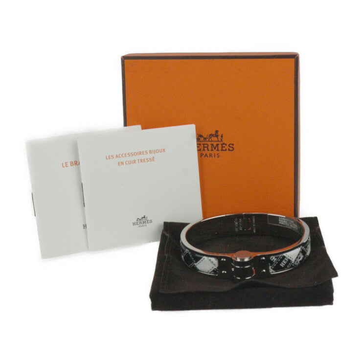超美品 HERMES エルメス シャルニエール PM ブレスレット - メタル 七宝焼き シルバー ブラック ホワイト バングル