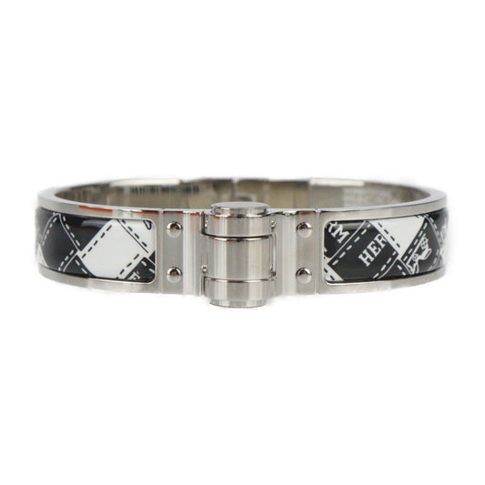 超美品 HERMES エルメス シャルニエール PM ブレスレット - メタル 七宝焼き シルバー ブラック ホワイト バングル