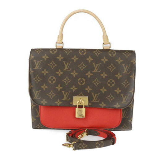超美品 LOUIS VUITTON ルイ ヴィトン マリニャン モノグラム ハンドバッグ M44286 PVC レザー ブラウン コクリコ ゴールド金具 2WAY ショルダーバッグ ビトン レッド系