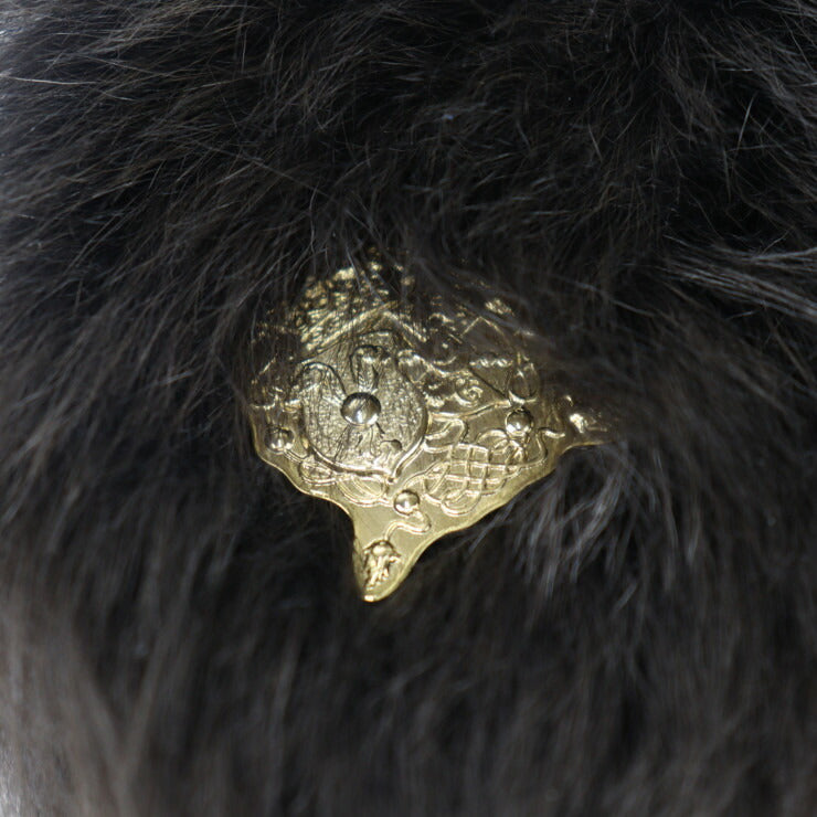 超美品 ADMJ エーディーエムジェイ ミニバッグ ハンドバッグ 11AW06008 レザー ファー ダークブラウン ゴールド金具 2WAY クラッチバッグ がま口