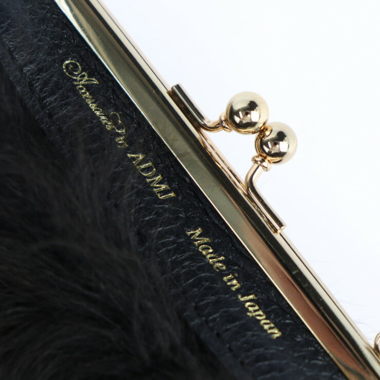超美品 ADMJ エーディーエムジェイ ミニバッグ ハンドバッグ 11AW06008 レザー ファー ダークブラウン ゴールド金具 2WAY クラッチバッグ がま口