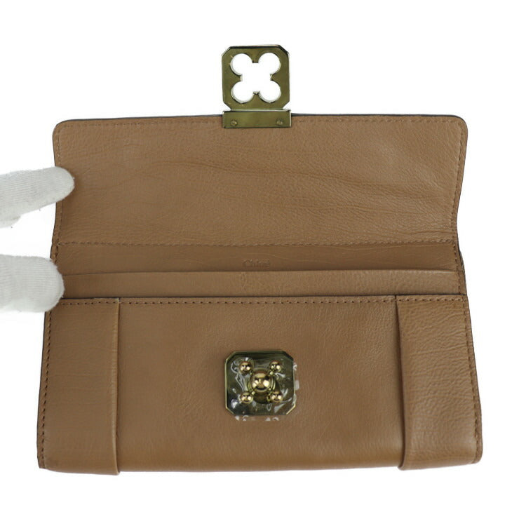 超美品 Chloe クロエ ELSIE エルシー 長財布 3P0592 レザー ブラウン系 ゴールド金具 L字ファスナー