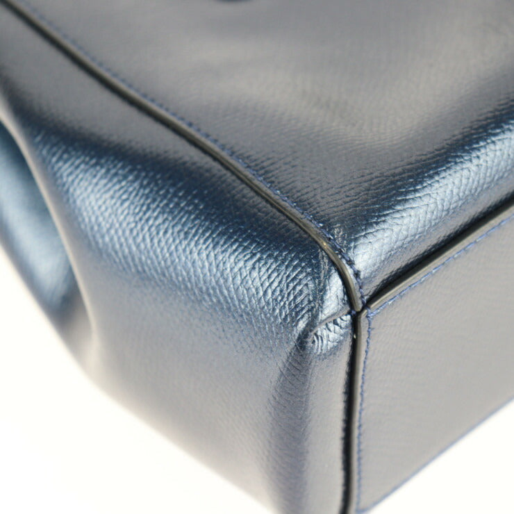 美品 COACH コーチ ミニクリスティ ハンドバッグ F55515 レザー メタリックブルー シルバー金具 2WAY ショルダーバッグ