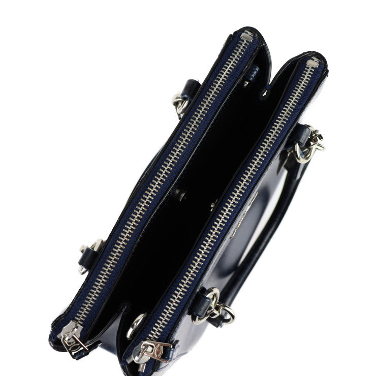 美品 COACH コーチ ミニクリスティ ハンドバッグ F55515 レザー メタリックブルー シルバー金具 2WAY ショルダーバッグ