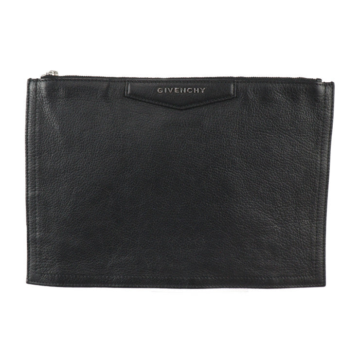 美品 GIVENCHY ジバンシィ アンティゴナ セカンドバッグ - レザー ブラック シルバー金具 クラッチバッグ ポーチ